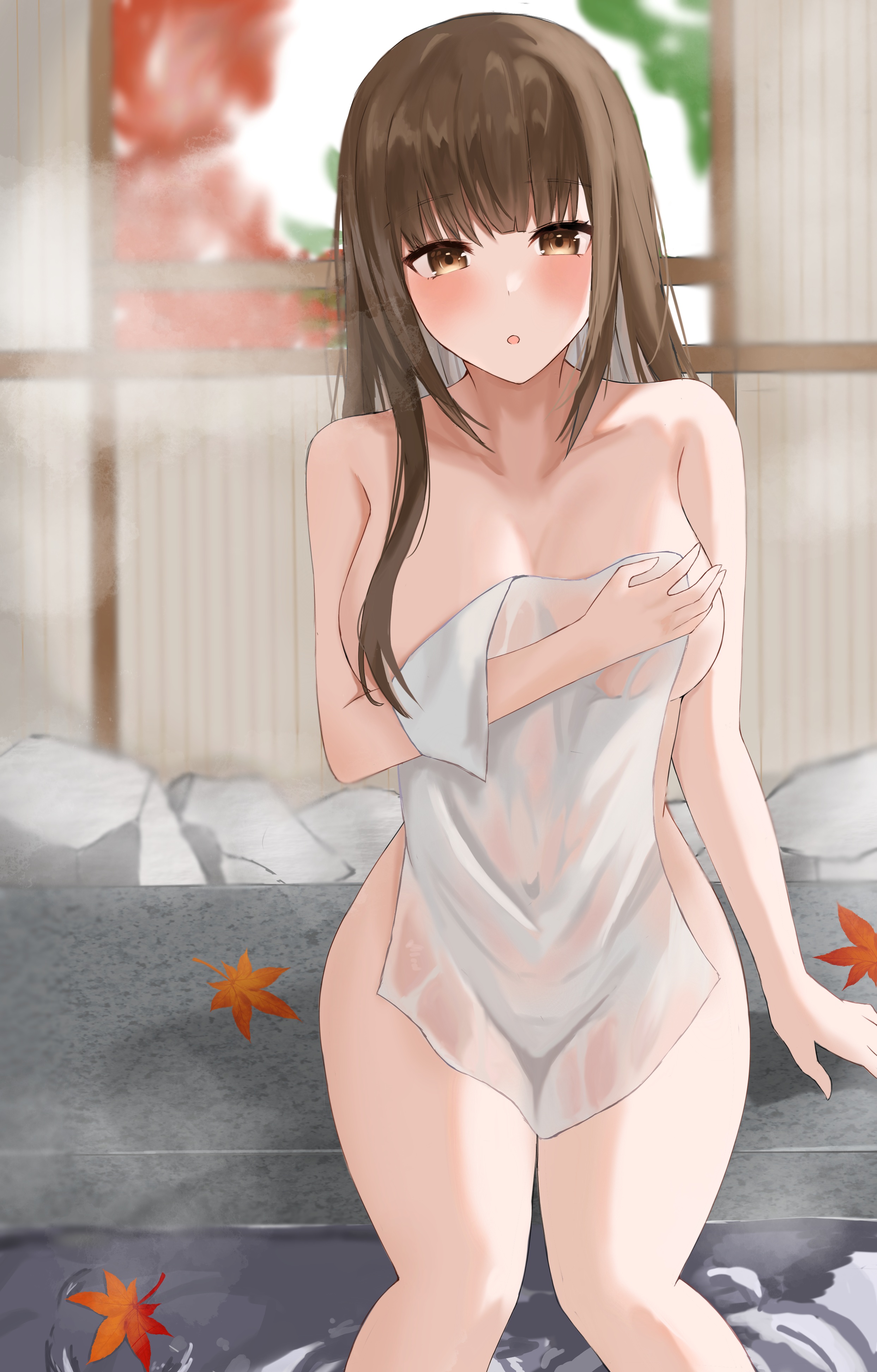 Onemuikun B Breast Hold Naked Onsen See Through Towel Wet